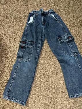 WRG Jeans Co. Boys Cargo Pants Bundle (Blue and Camo) Size 8 Slim